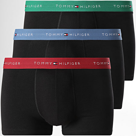 Tommy Hilfiger - Lot De 3 Boxers 2763 Noir Bordeaux Vert Bleu