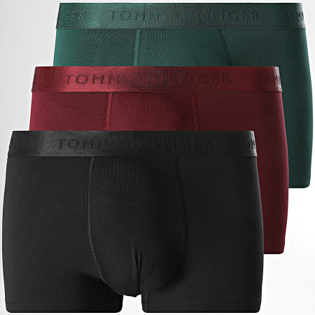 Tommy Hilfiger - Lot De 3 Boxers Trunk 2760 Bordeaux Vert Noir