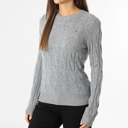 Tommy Hilfiger - Pull Femme Soft Wool Cable 3586 Gris