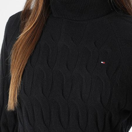 Tommy Hilfiger - Pull Col Roulé Femme Soft Wool Cable Roll 6791 Noir
