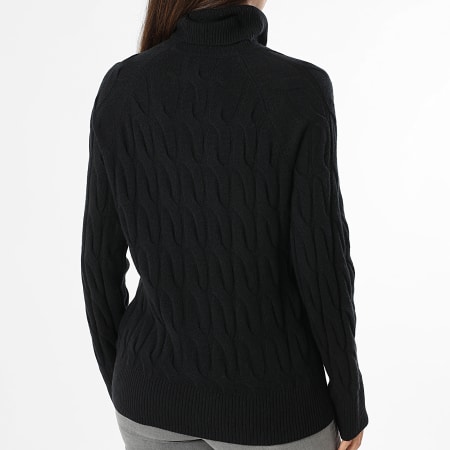 Tommy Hilfiger - Pull Col Roulé Femme Soft Wool Cable Roll 6791 Noir
