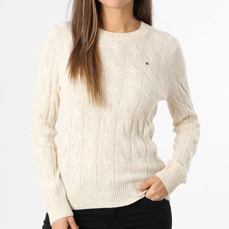 Tommy Hilfiger - Pull Femme Soft Wool Cable 3586 Beige Clair