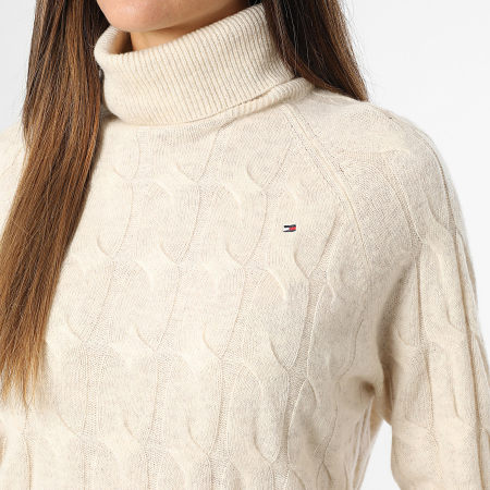 Tommy Hilfiger - Pull Col Roulé Femme Soft Wool Cable Roll 6791 Beige