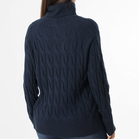 Tommy Hilfiger - Pull Col Roulé Femme Soft Wool Cable Roll 6791 Bleu Marine