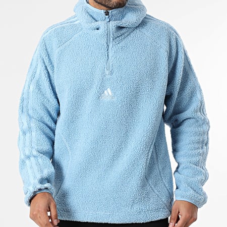 Adidas Sportswear - Sweat Capuche Zippée Sherpa Borg KR5169 Bleu Clair