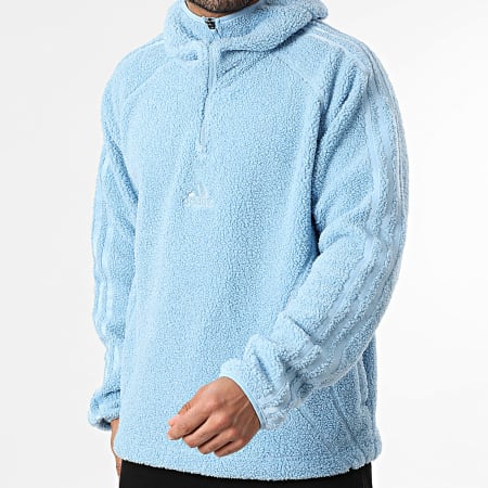Adidas Sportswear - Sweat Capuche Zippée Sherpa Borg KR5169 Bleu Clair