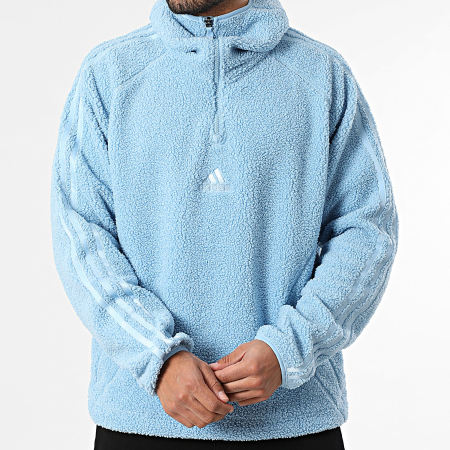 Adidas Sportswear - Sweat Capuche Zippée Sherpa Borg KR5169 Bleu Clair