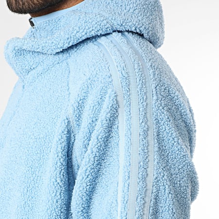 Adidas Sportswear - Sweat Capuche Zippée Sherpa Borg KR5169 Bleu Clair