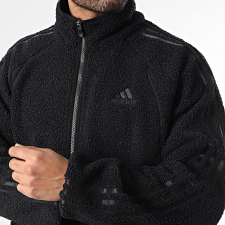 【maru】黒 スエード 長袖ジャケット Adidas Originals - Sherpa Zip Jacket With Borg KR5189 Black - Ryses