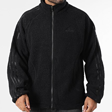 Adidas Sportswear - Sherpa Zip Jacket With Borg KR5189 Black - Ryses