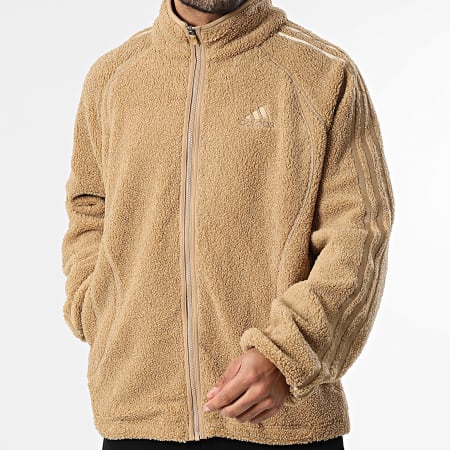 Adidas Originals Veste Sherpa Zippée A Bandes Borg KR5190 Camel