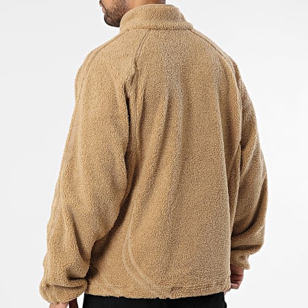 Adidas Sportswear - Zippered Sherpa Jacket With Stripes Borg