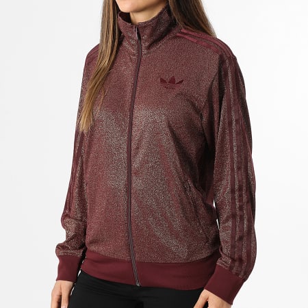 Adidas Originals - Veste Zippée A Bandes Femme Lurex KS7788 Bordeaux Doré