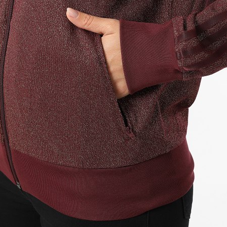 Adidas Originals - Veste Zippée A Bandes Femme Lurex KS7788 Bordeaux Doré