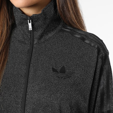 Adidas Originals - Chaqueta Zippée A Bandas Mujer Lurex KS7789 Negro Plateado