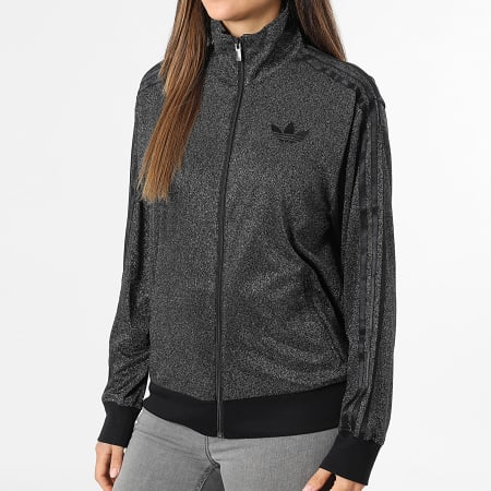 Adidas Originals - Chaqueta Zippée A Bandas Mujer Lurex KS7789 Negro Plateado