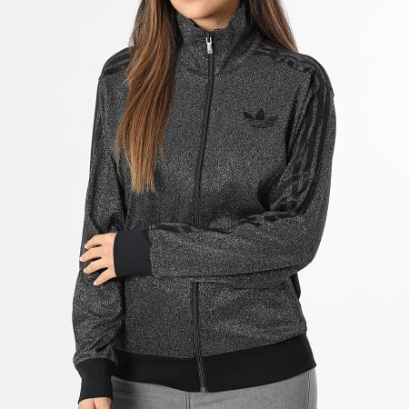 Adidas Originals - Chaqueta Zippée A Bandas Mujer Lurex KS7789 Negro Plateado