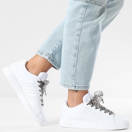 Adidas Performance - Zapatillas Mujer Advantage Base 2.0 J IE8688 x SUPERLACED Cordones Leopardo Beige