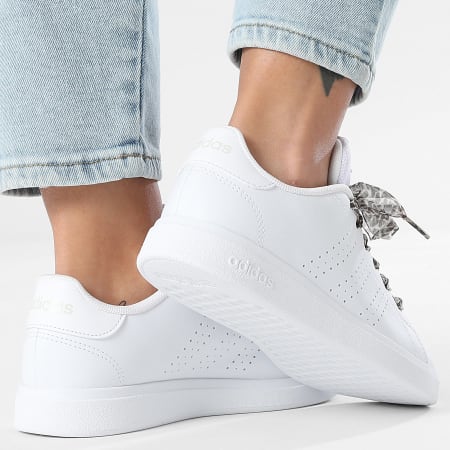 Adidas Performance - Zapatillas Mujer Advantage Base 2.0 J IE8688 x SUPERLACED Cordones Leopardo Beige