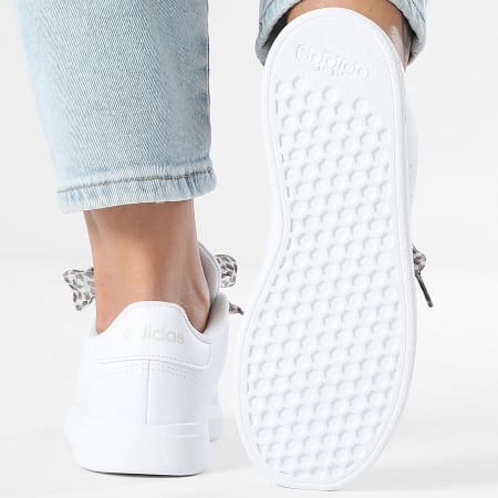 Adidas Performance - Zapatillas Mujer Advantage Base 2.0 J IE8688 x SUPERLACED Cordones Leopardo Beige