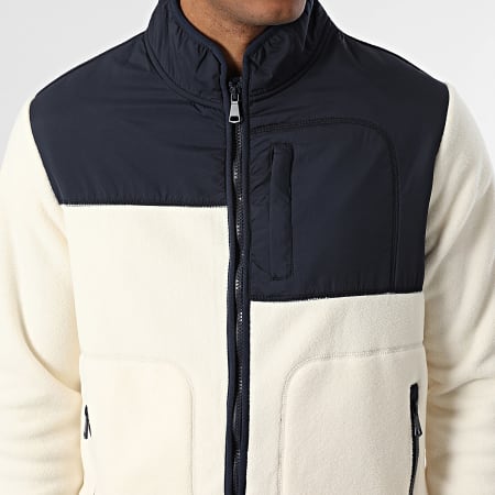 Frilivin - Chaqueta polar con cremallera N69 beige claro azul marino