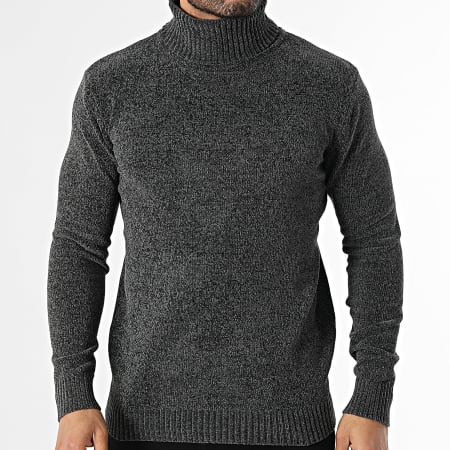 KZR - Pull Col Montant 021 Gris Anthracite Chiné