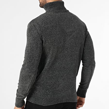 KZR - Pull Col Montant 021 Gris Anthracite Chiné