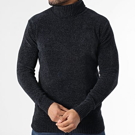 KZR - Pull Col Montant 021 Bleu Marine Chiné