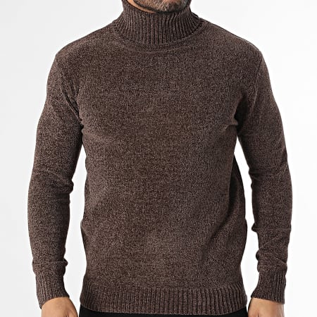 KZR - Pull Col Montant 021 Marron Chiné