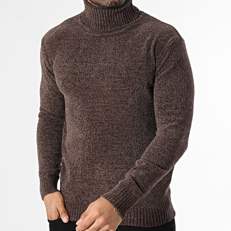 KZR - Pull Col Montant 021 Marron Chiné