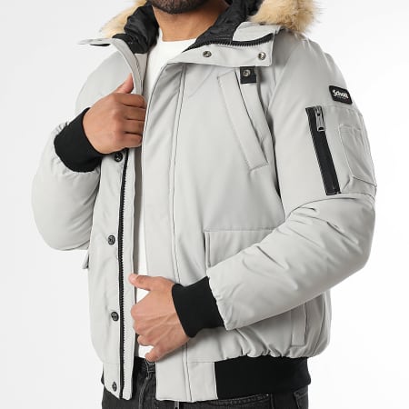Schott NYC - Parka Capuche Fourrure Keyburn Gris
