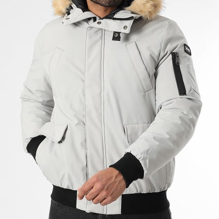 Schott NYC - Parka Capuche Fourrure Keyburn Gris
