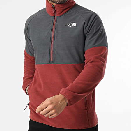 The North Face - Veste Polaire Col Zippé Glacier A89JH Rouge Brique Gris Anthracite