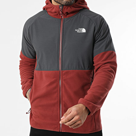 The North Face - Veste Polaire Zippée Capuche Glacier A89JJ Rouge Brique Gris Anthracite