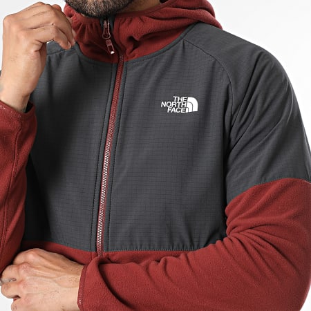 The North Face - Veste Polaire Zippée Capuche Glacier A89JJ Rouge Brique Gris Anthracite