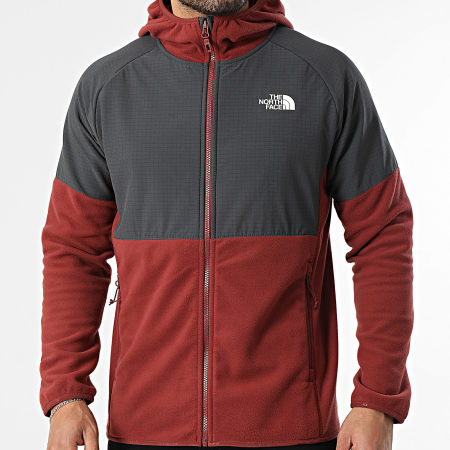 The North Face - Veste Polaire Zippée Capuche Glacier A89JJ Rouge Brique Gris Anthracite