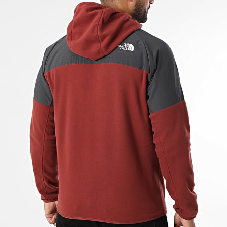 The North Face - Veste Polaire Zippée Capuche Glacier A89JJ Rouge Brique Gris Anthracite