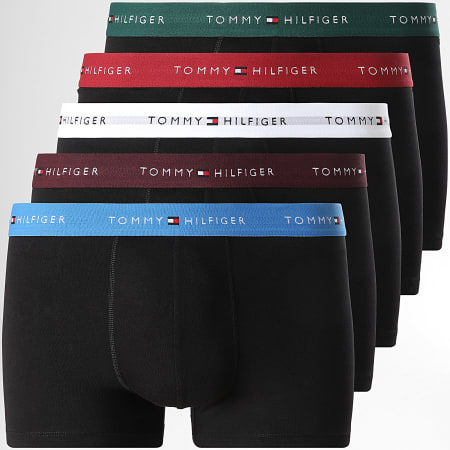 Tommy Hilfiger - Lot De 5 Boxers 3061 Noir Blanc Vert Bleu Bordeaux Rouge