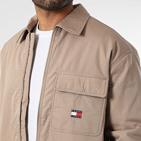 Tommy Jeans - Veste Zippée Padded Tech Cord 2018 Beige