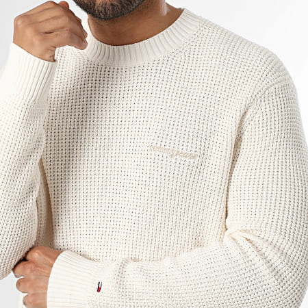 Tommy Jeans - Pull En Mailles Script Chunky 2098 Beige Clair