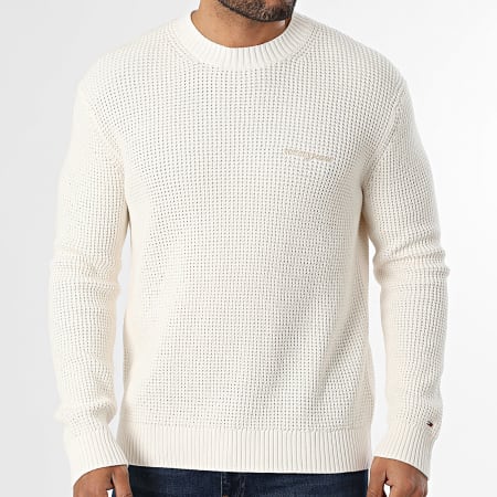 Tommy Jeans - Pull En Mailles Script Chunky 2098 Beige Clair