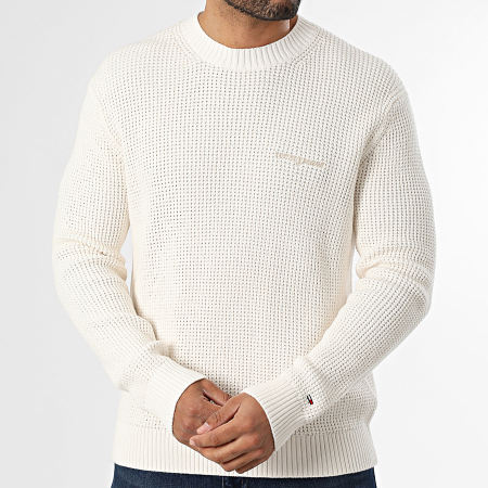 Tommy Jeans - Pull En Mailles Script Chunky 2098 Beige Clair