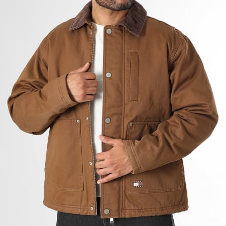 Tommy Jeans - Veste Zippée Twill Chore 2047 Camel Foncé Marron
