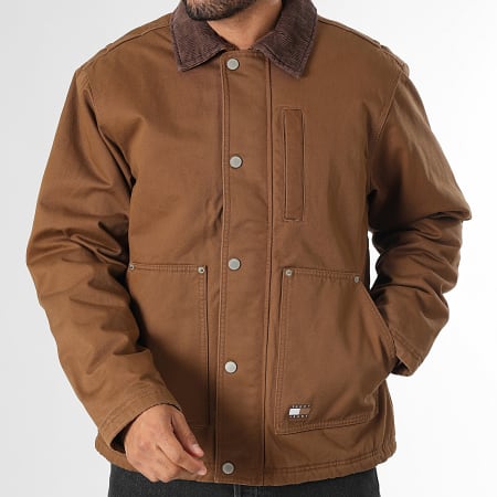 Tommy Jeans - Veste Zippée Twill Chore 2047 Camel Foncé Marron
