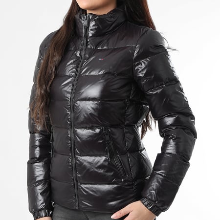 Tommy Jeans - Plumífero Mujer Slim Zip Print Down 1618 Negro
