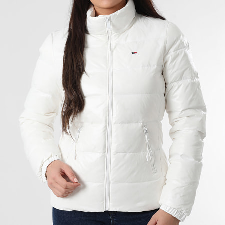 Tommy Jeans - Plumífero Mujer Slim Zip Print Down 1618 Blanco