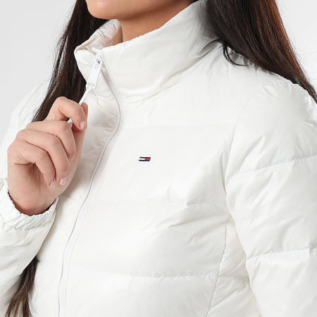 Tommy Jeans - Plumífero Mujer Slim Zip Print Down 1618 Blanco