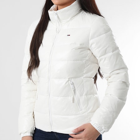 Tommy Jeans - Plumífero Mujer Slim Zip Print Down 1618 Blanco