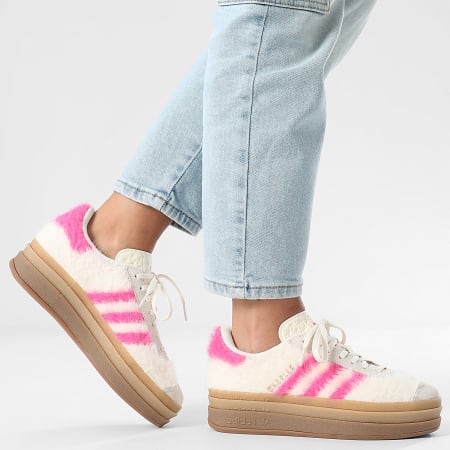 Adidas Originals - Zapatillas Mujer Gazelle Bold JS3908 Crema Blanco Rosa Chocante Dorado Metálico
