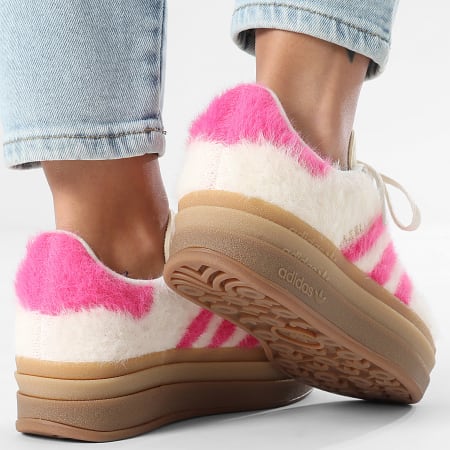 Adidas Originals - Zapatillas Mujer Gazelle Bold JS3908 Crema Blanco Rosa Chocante Dorado Metálico